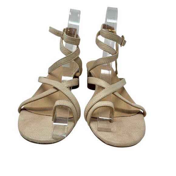 Anthropologie Quinn Strappy Heels Lace-Up Sandals Shoes Beige Tan Size 7.5 - Picture 6 of 15